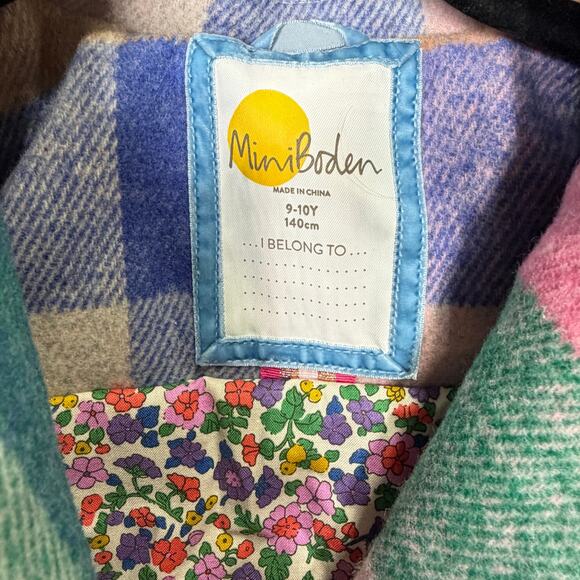 Mini Boden Girls Plaid Wool Blend Pea Coat Size 9-10Y - Picture 4 of 6